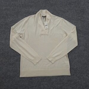 Brooks Brothers Sweater Womens Large White Silk Cashmere Shawl Collar NEW